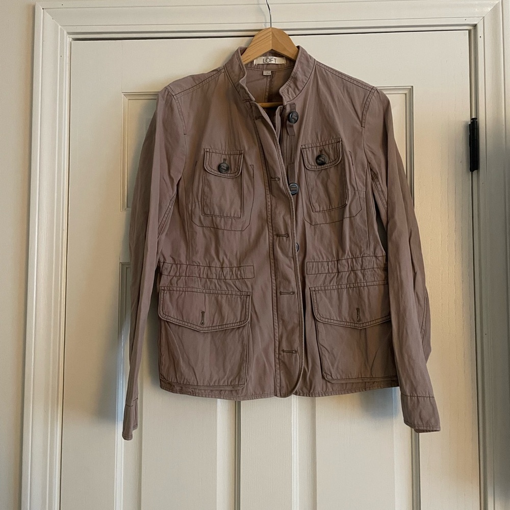 LOFT Tan Utility Jacket Lightweight Cotton Blend